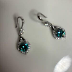 Teal Crystal Drop Earrings - Women Jewelry